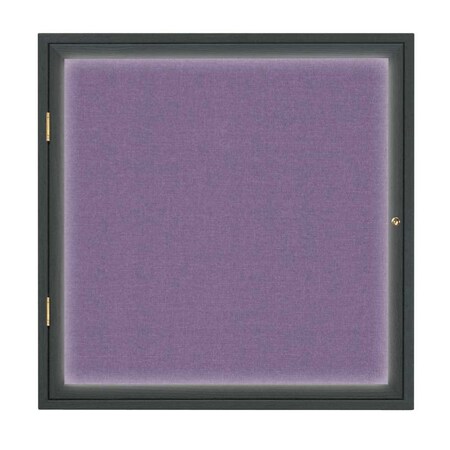 United Visual Products Single Door Slim Enclosed Radius EZ Tack Board, 42"x32", Gold/Blue UVRDS42EZ-BLUE-GOLD